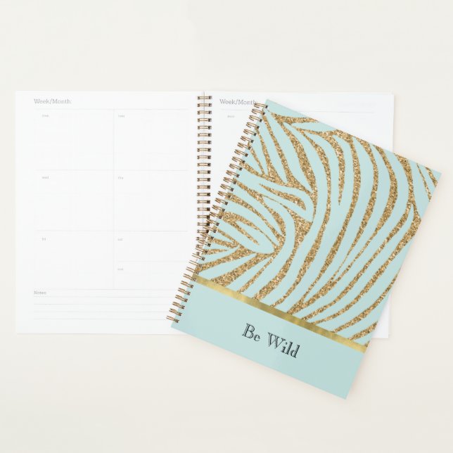 Mint Gold Glitter Zebra   Planner (Display)