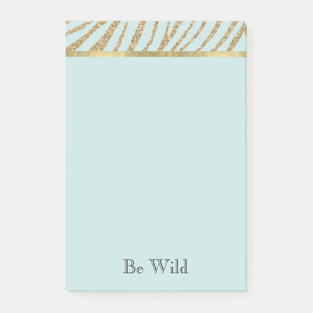 Mint Gold Glitter Zebra   Post-it Notes (Front)