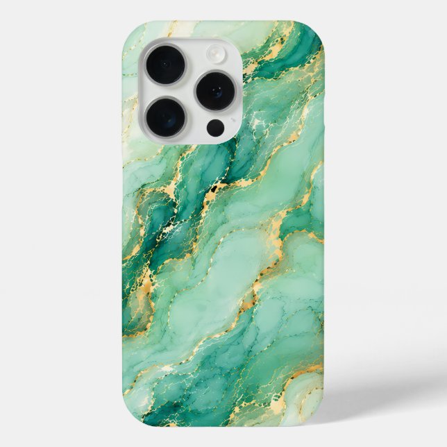 Mint & Gold Marble Luxury Case-Mate iPhone Case (Back)