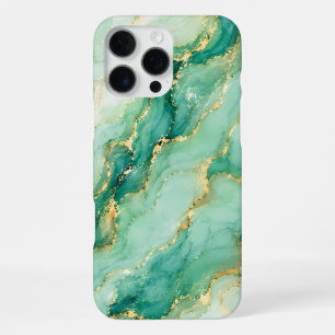 Mint & Gold Marble Luxury iPhone 16 Pro Max Case