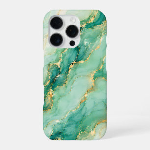 Mint & Gold Marble Luxury iPhone 16 Pro Case