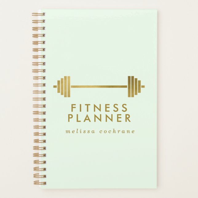 Mint & Gold Personalised Fitness Planner (Front)