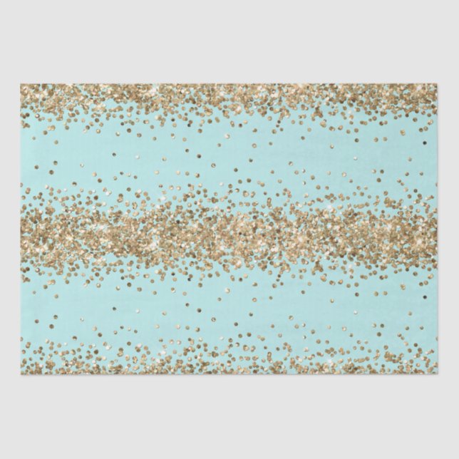 Mint Gold Sparkle Glitter  Tissue Paper (Front)