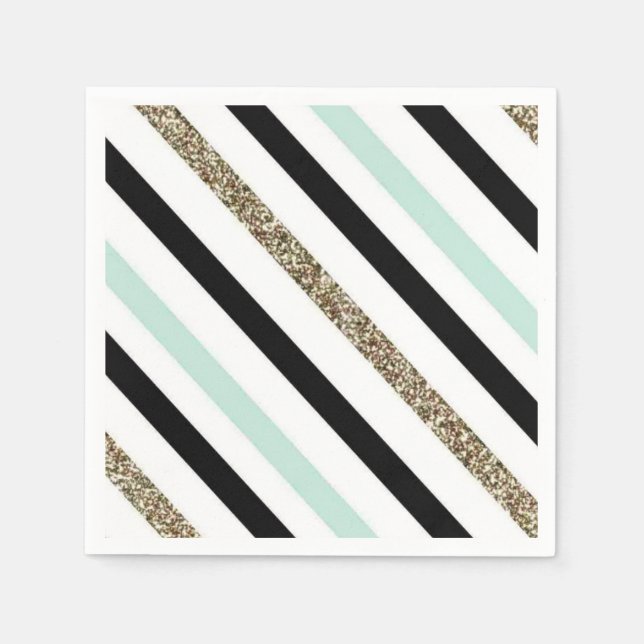 Mint Gold Striped Napkin (Front)