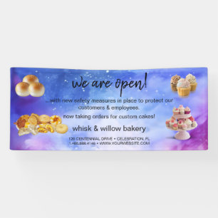 Mint & Gold Whisk Bakery Business Reopening Banner