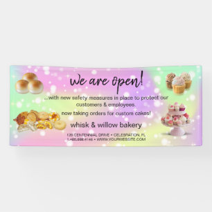 Mint & Gold Whisk Bakery Business Reopening pink Banner