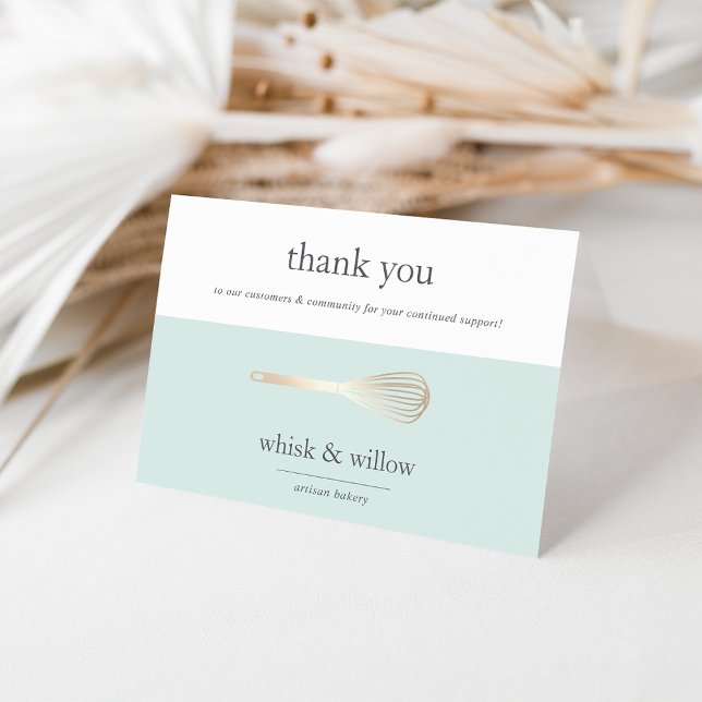 Mint & Gold Whisk | Bakery or Caterer Business Thank You Card (Creator Uploaded)