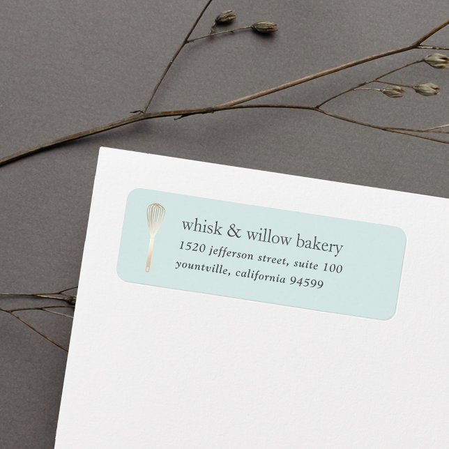 Mint & Gold Whisk Bakery Return Address Label (Creator Uploaded)