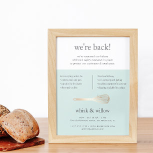 Mint & Gold Whisk Business Reopening Poster