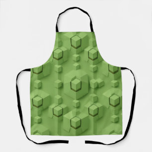 Mint Green 3D Isometric Cube Pattern Apron