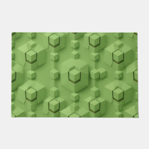 Mint Green 3D Isometric Cube Pattern Doormat