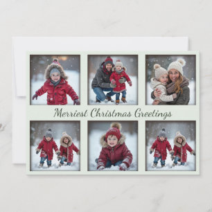 Mint Green 6-Photo Christmas Greetings   Family Holiday Card