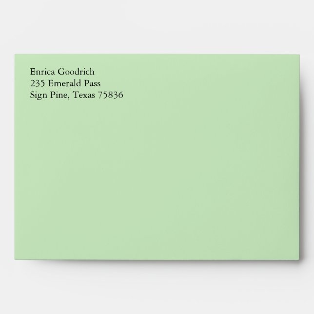 Mint Green A7 5x7 Envelopes With Return Address (Front)