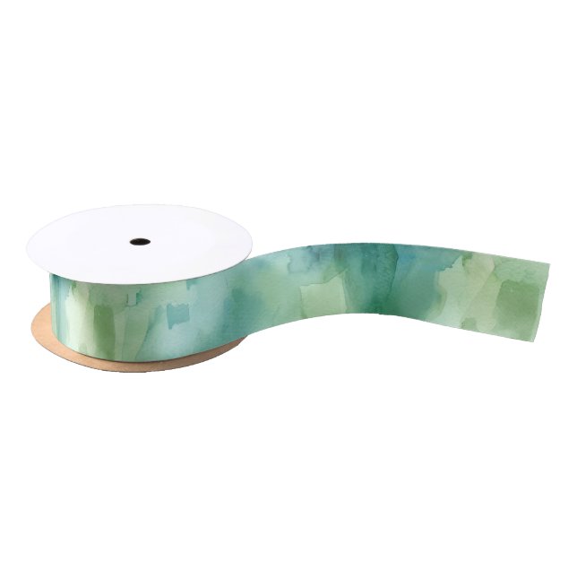 Mint Green Abstract Christmas Satin Ribbon (Spool)