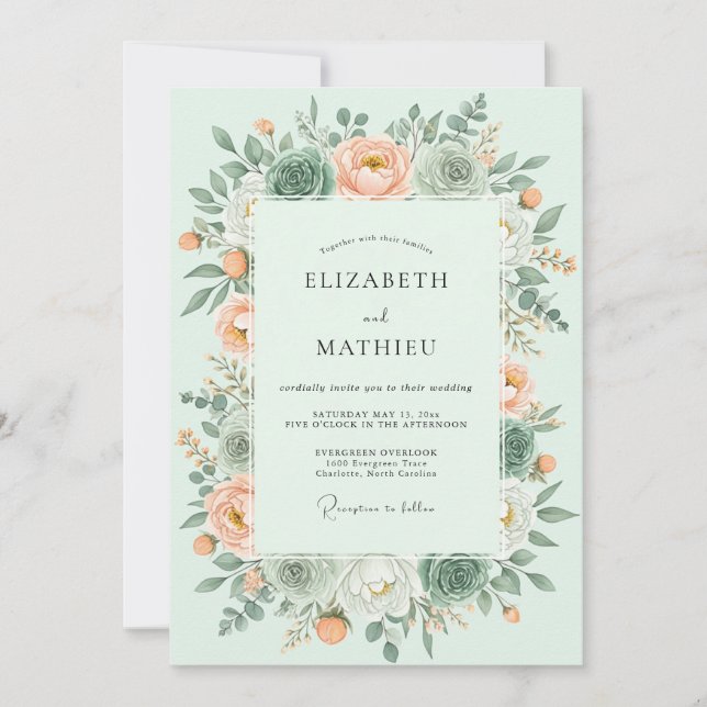 Mint Green Alluring Succulent Wedding Invitation (Front)