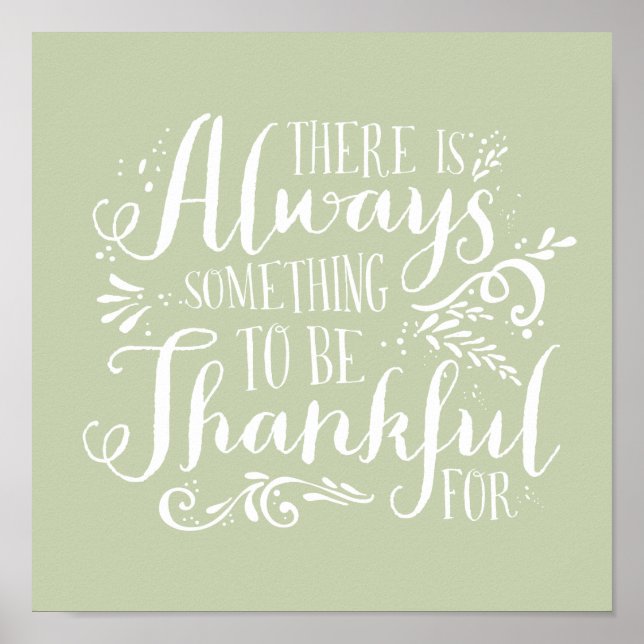Mint Green Always Thankful Quote Thanksgiving Poster (Front)