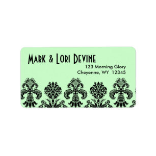 Mint green and black pattern designer labels
