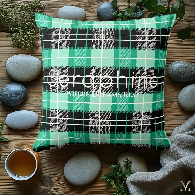 Mint Green and Black Plaid | Custom Dreamy Tartan Cushion (Creator Uploaded)