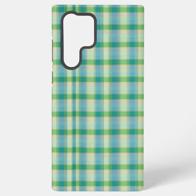 Mint Green and Blue Plaid Phone Case (Back)