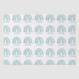 Mint-green and blue tone boho rainbow tissue paper