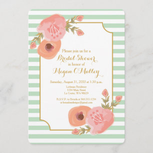 Mint Green and Coral Floral Invitation