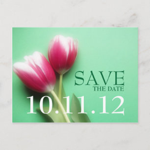 Mint Green and Fuchsia Save the Date Postcard