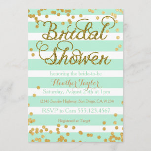 Mint Green and Gold Bridal Shower invitation