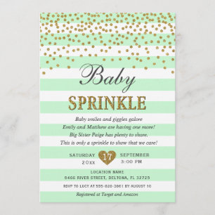 Mint Green and Gold Gender Neutral Baby Sprinkle Invitation