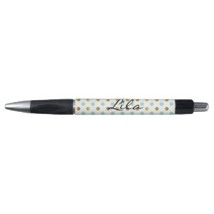 Mint Green and Gold Polka Dot Pen