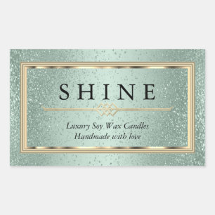 Mint Green and Gold  Rectangular Sticker