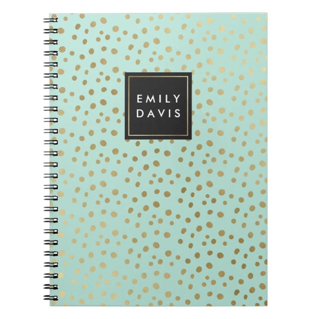 Mint Green and Gold Spots | Notebook (Front)