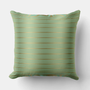 Mint Green And Gold Stripes Pattern Cushion