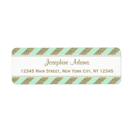 Mint Green and Gold Stripes Return Address Labels