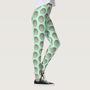 Mint Green and Grey Polka Dots Pattern Leggings
