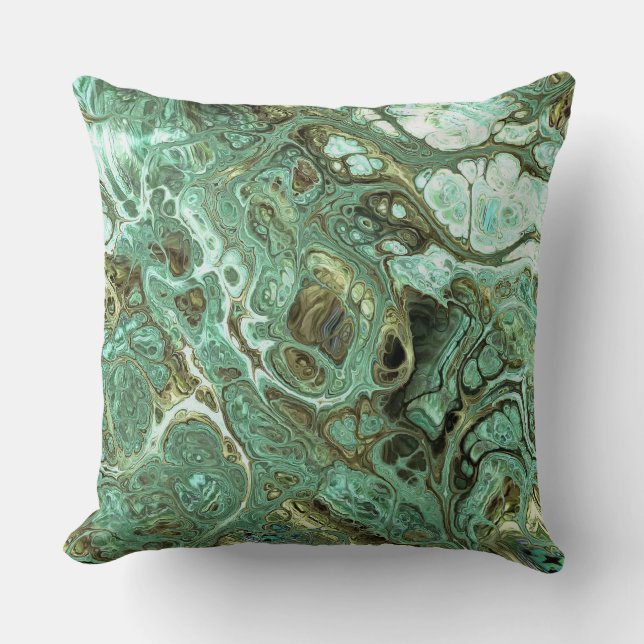 Mint Green and Grey Swirl Throw Pillow (Front)