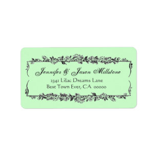 Mint Green and Grey VIntage Flowers Wedding Label