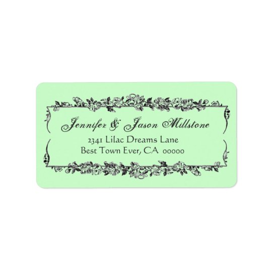 Mint Green and Grey VIntage Flowers Wedding Label Address Label