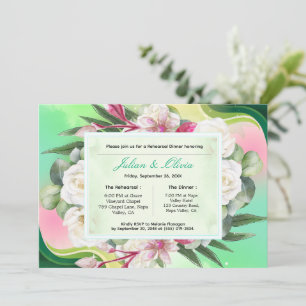 Mint Green and Pink Botanical Rehearsal Dinner Invitation