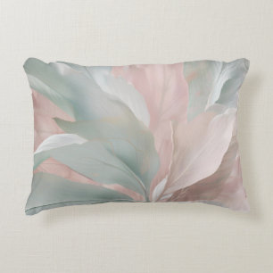 Mint Green and Pink Coastal Botanical Print Decorative Cushion