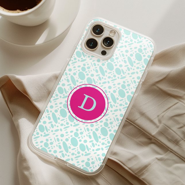 Mint Green and Pink Monogram iPhone Case (Creator Uploaded)