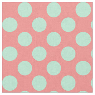 Mint Green and Pink Polka Dot Pattern Fabric
