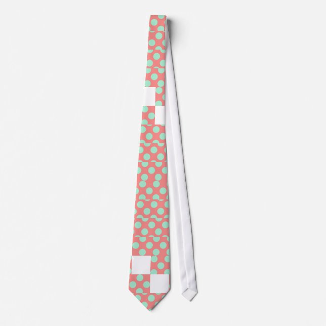 Mint Green and Pink Polka Dot Pattern Tie (Front)