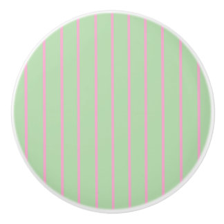 Mint green and pink stripes ceramic pull knob