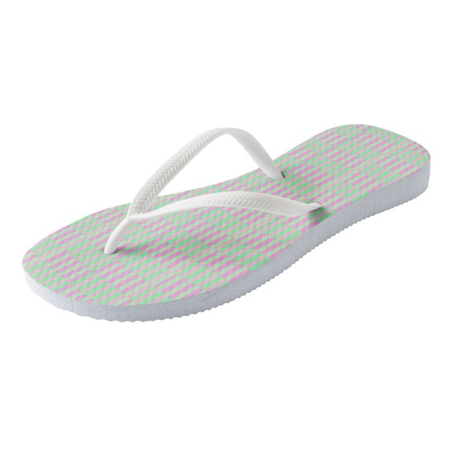 Mint Green and pink Stripes Thongs (Angled)