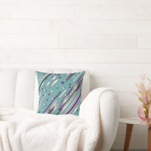 Mint green and Purple polka dot stripe Cushion