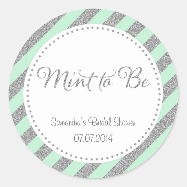 Mint Green and Silver Glitter Thank You Sticker (Front)