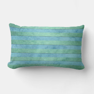 Mint Green and Tuquoise Pastel Stripes Pattern Lumbar Cushion