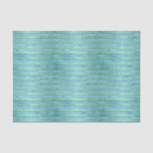 Mint Green and Turquoise Watercolor Art Stripes Tissue Paper