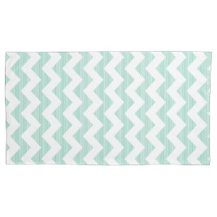 Mint-Green And White Chevron Pattern Pillowcase