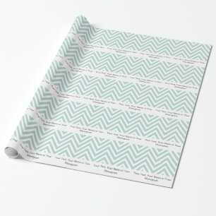Mint Green and White Chevron   Personalised Wrapping Paper